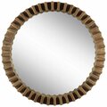 Palacedesigns 44 in. Round Brown Wood Frame Wall Mirror PA3088997